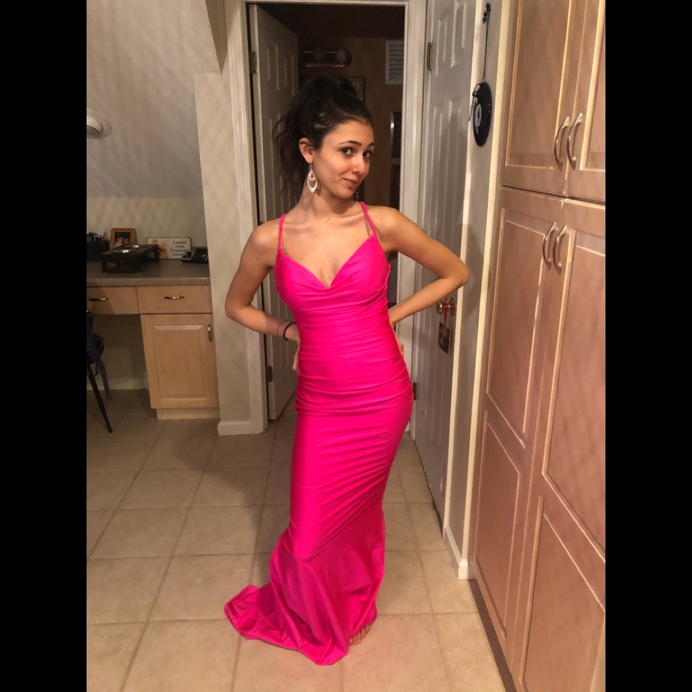 Hot pink prom dress. Size 2, only worn once.